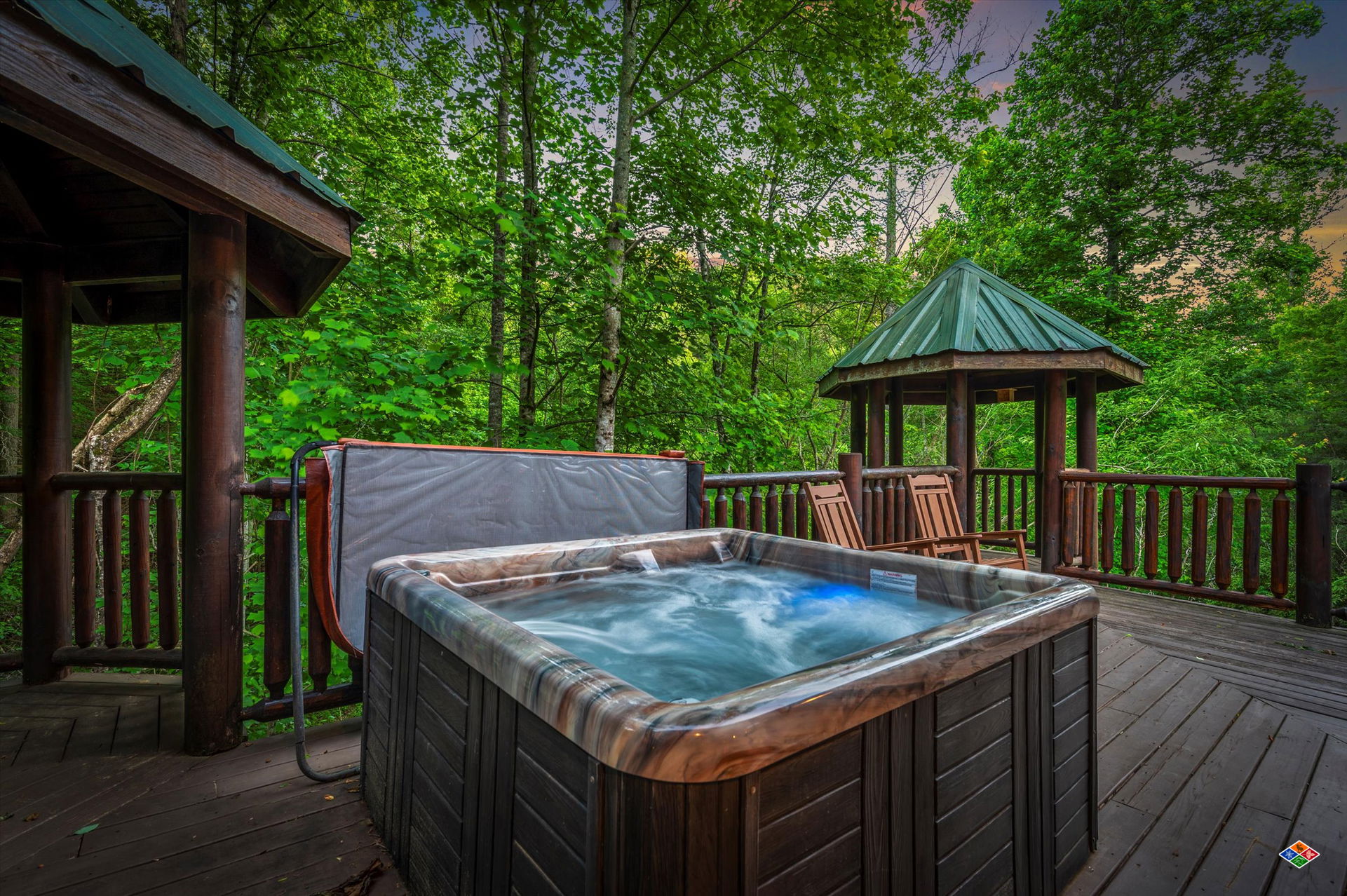 Adult Woman Resting Hot Tube Cottage — Stock Photo © sinenkiy #223971706, image size:1921x1278