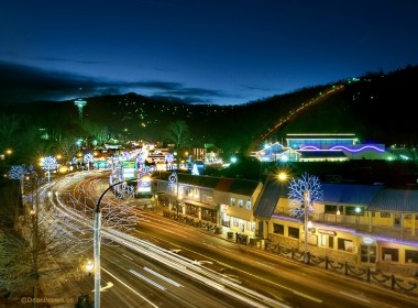 Night View of Downtown Gatlinburg, TN - The Strip
