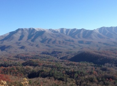 First Snow of 2013 on Mt. LeConte (view from Gatlinburg)