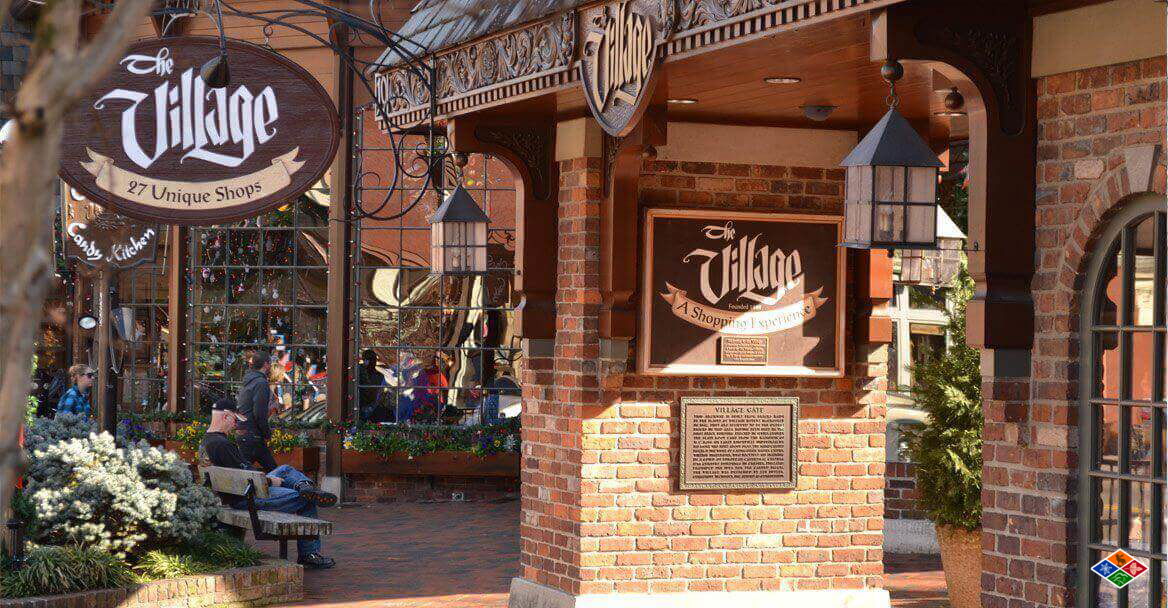 An image of The Village, popular tourist shopping center in Gatlinburg TN