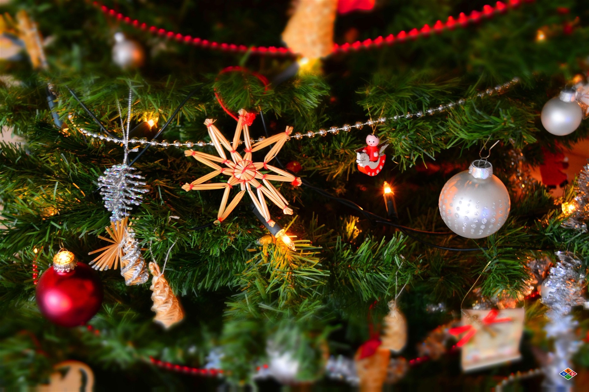 christmas decorations on tree
