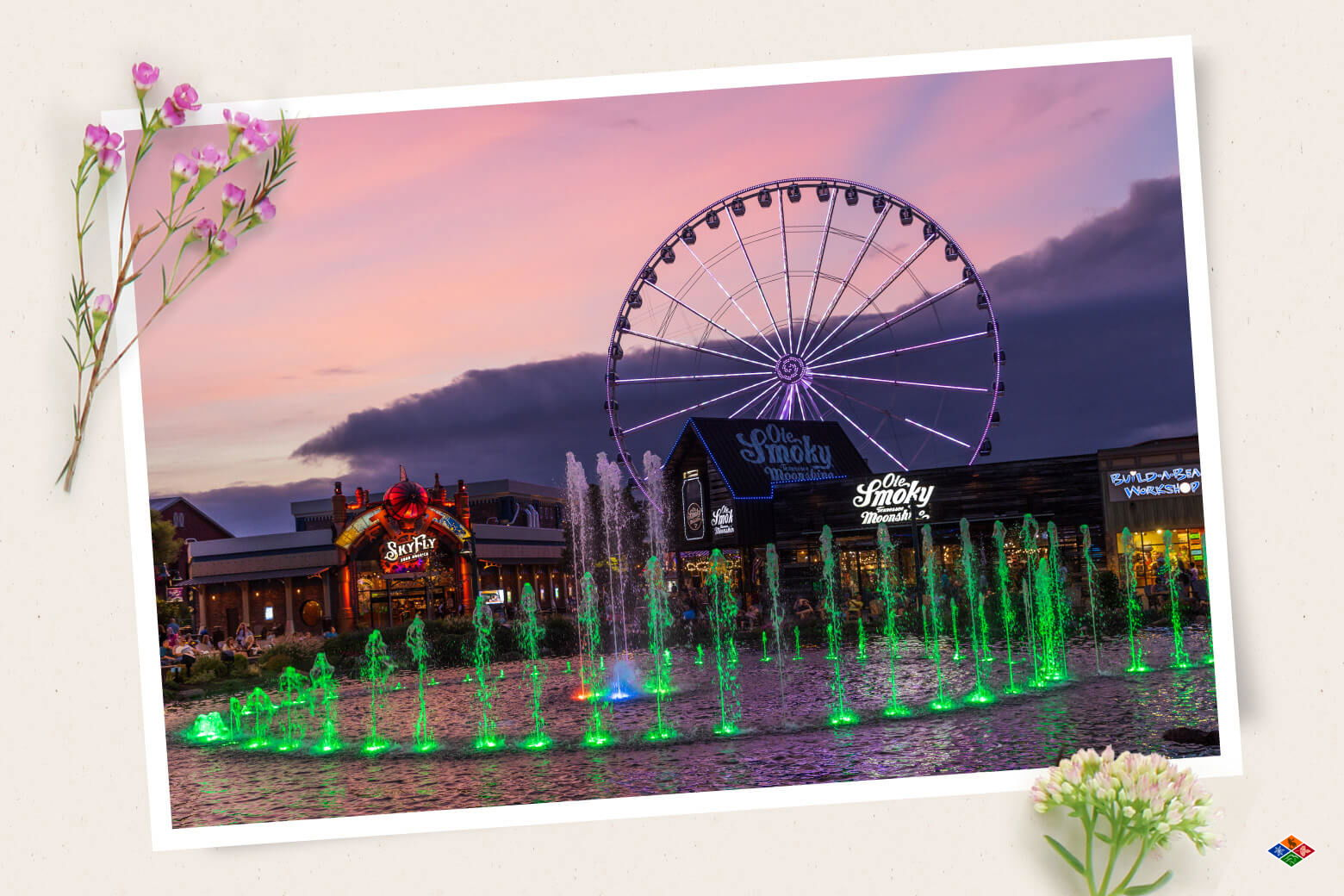 Image of The Island in Pigeon Forge at dusk.