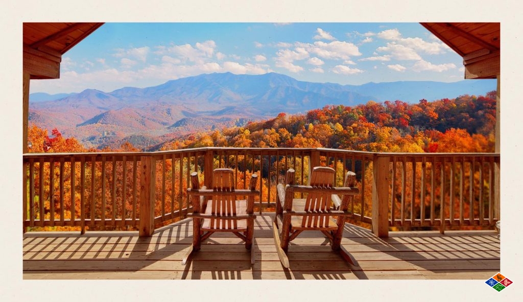 A look at the Smoky Mountains in Fall from the "Dear Ben" Elk Springs Resort cabin in Gatlinburg, TN.
