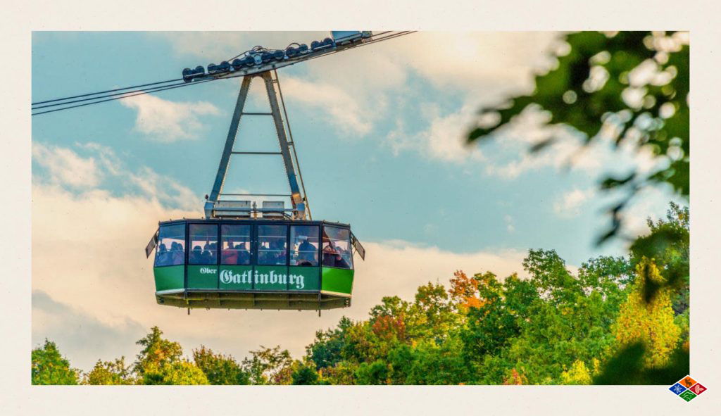 The aerial tramway departs from downtown Gatlinburg and carries guests to the Ober Mountain Adventure Park.