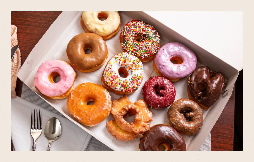 Box of assorted donuts.