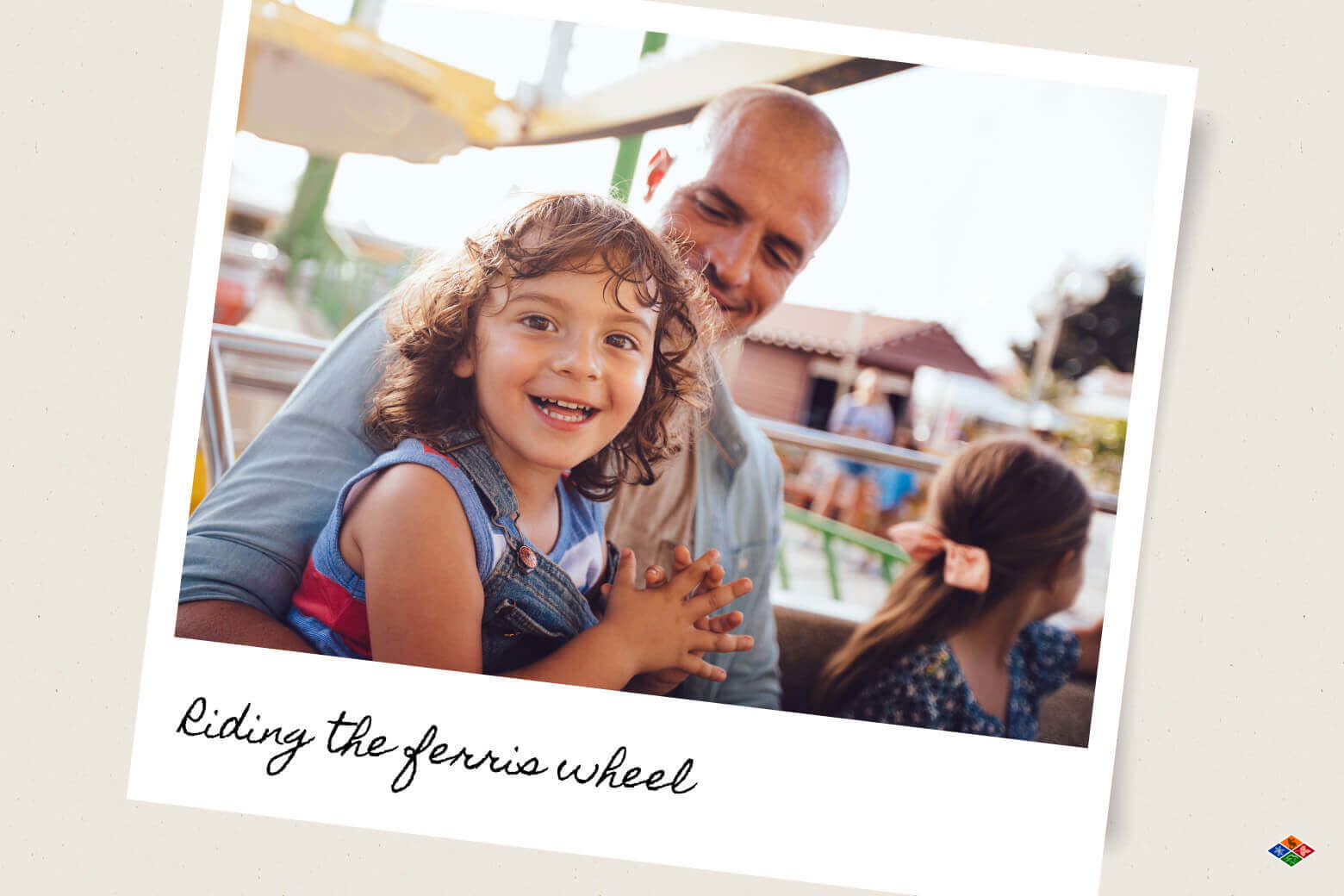 a family riding a ferris wheel in a Smoky Mountain town