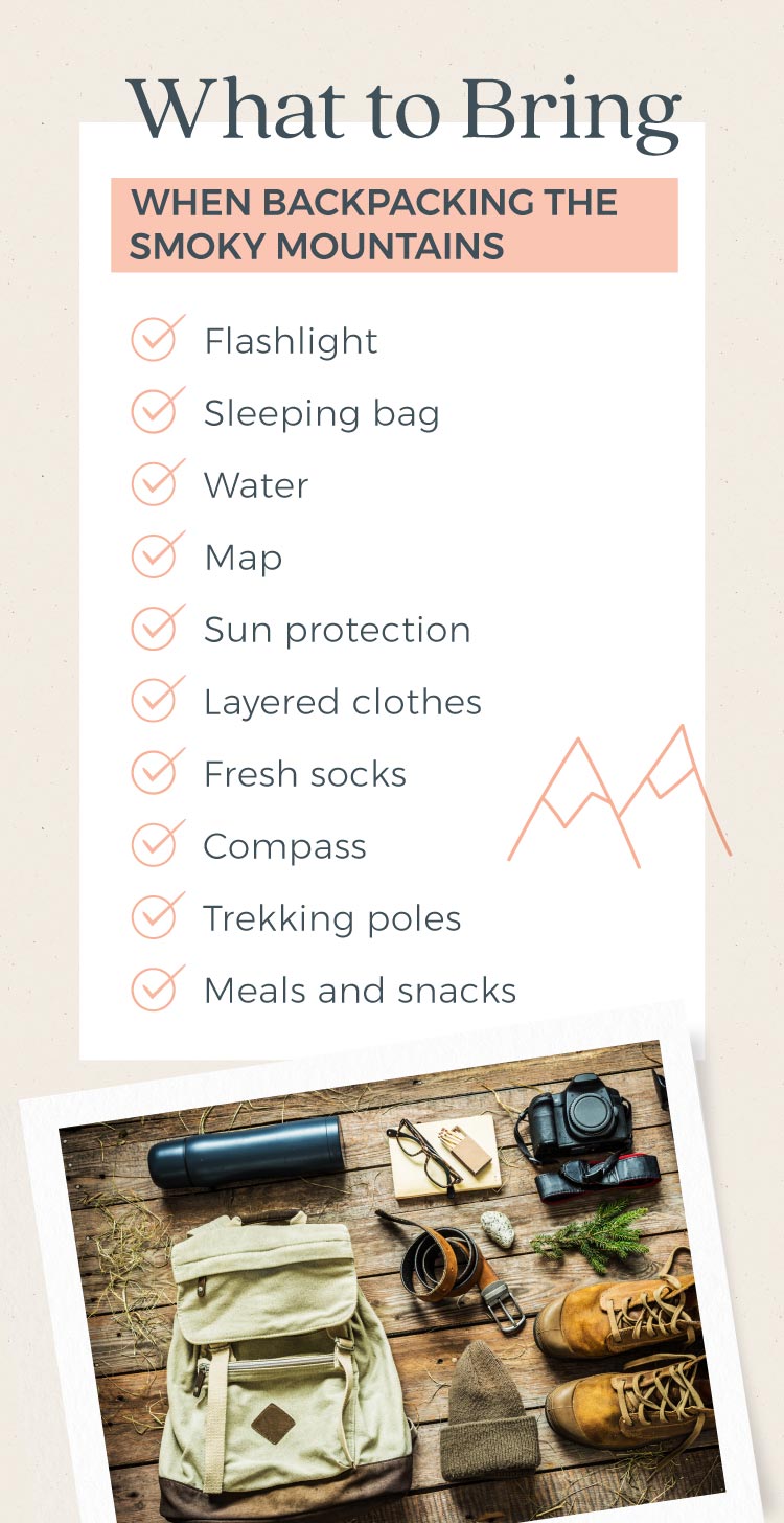 List of items to bring when backpacking the Smoky Mountains