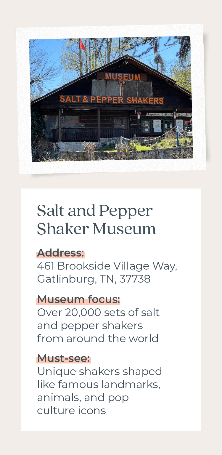 Salt and Pepper Museum with information on its address, museum focus, and must-see attraction.