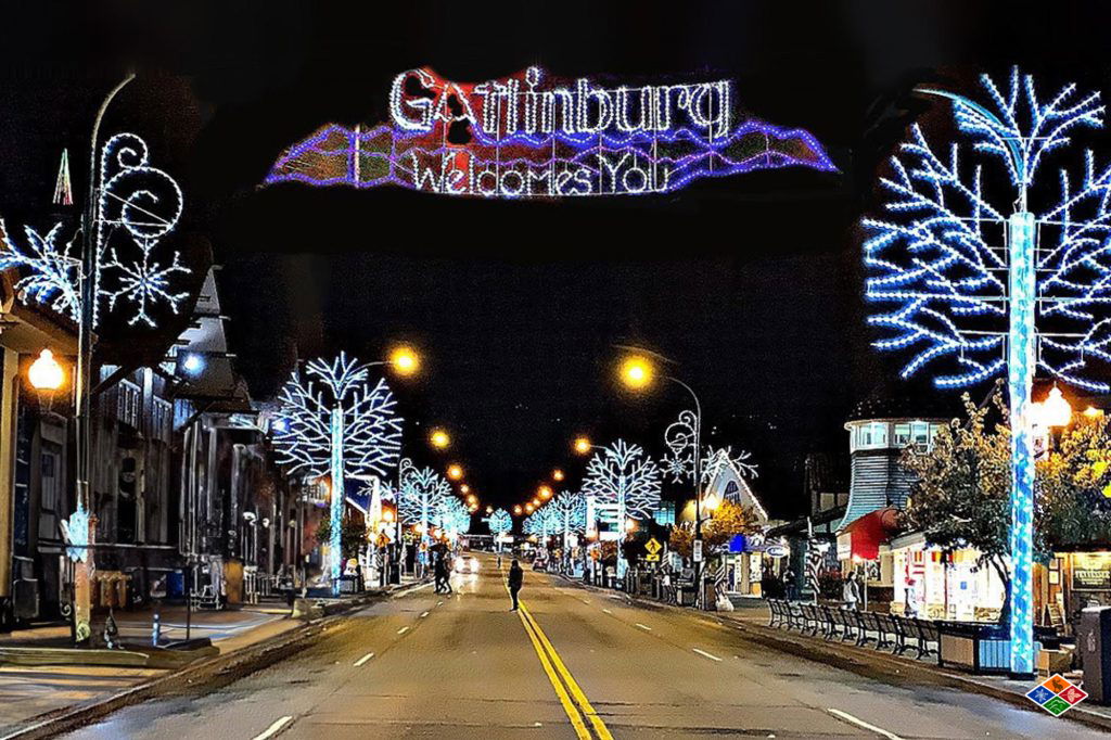 Gatlinburg Christmas celebrations with holidays lights and decor