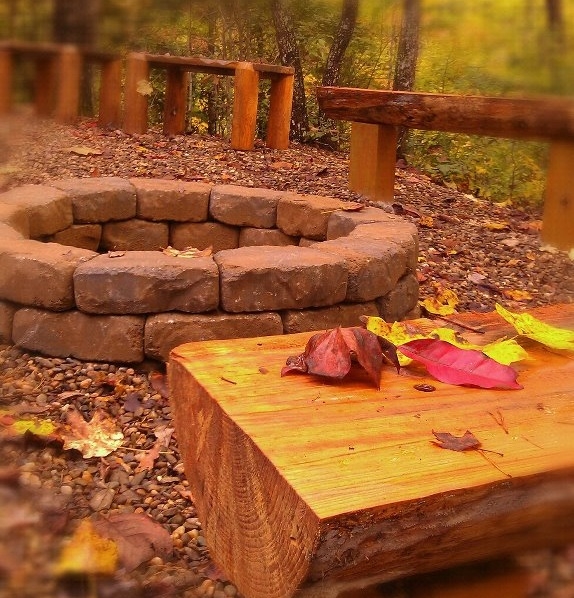 fall view of firepit at smoky mountain cabin