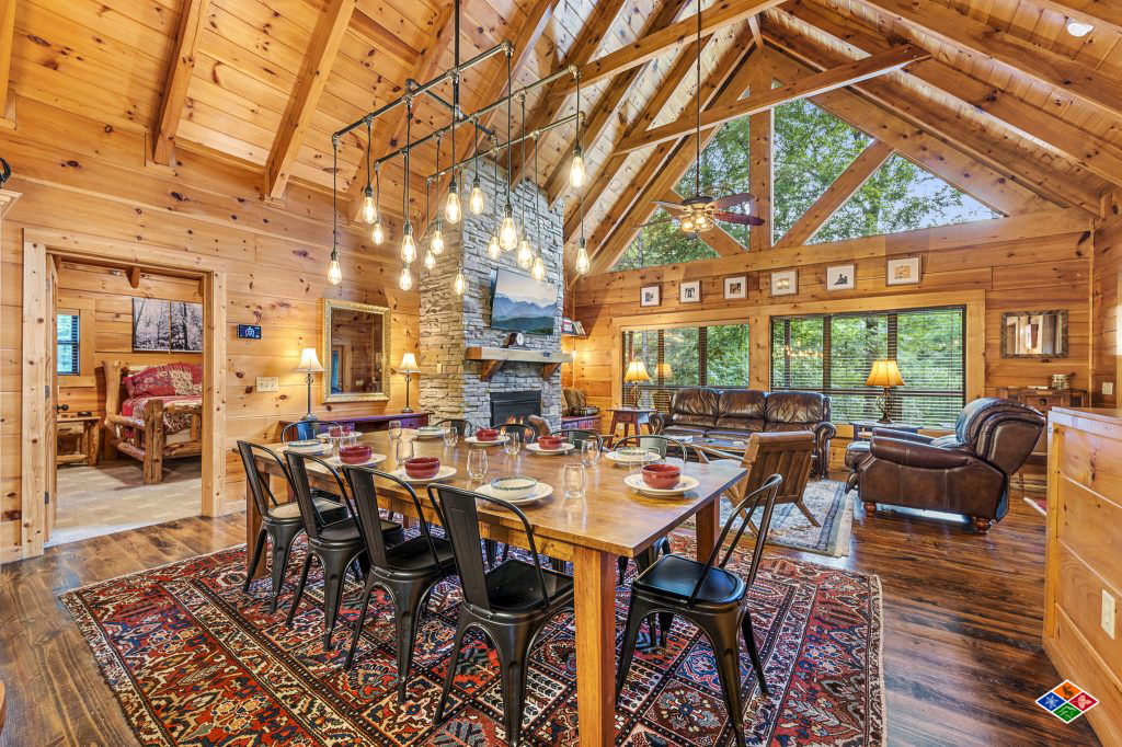 photo of great room in a rustic Gatlinburg cabin rental