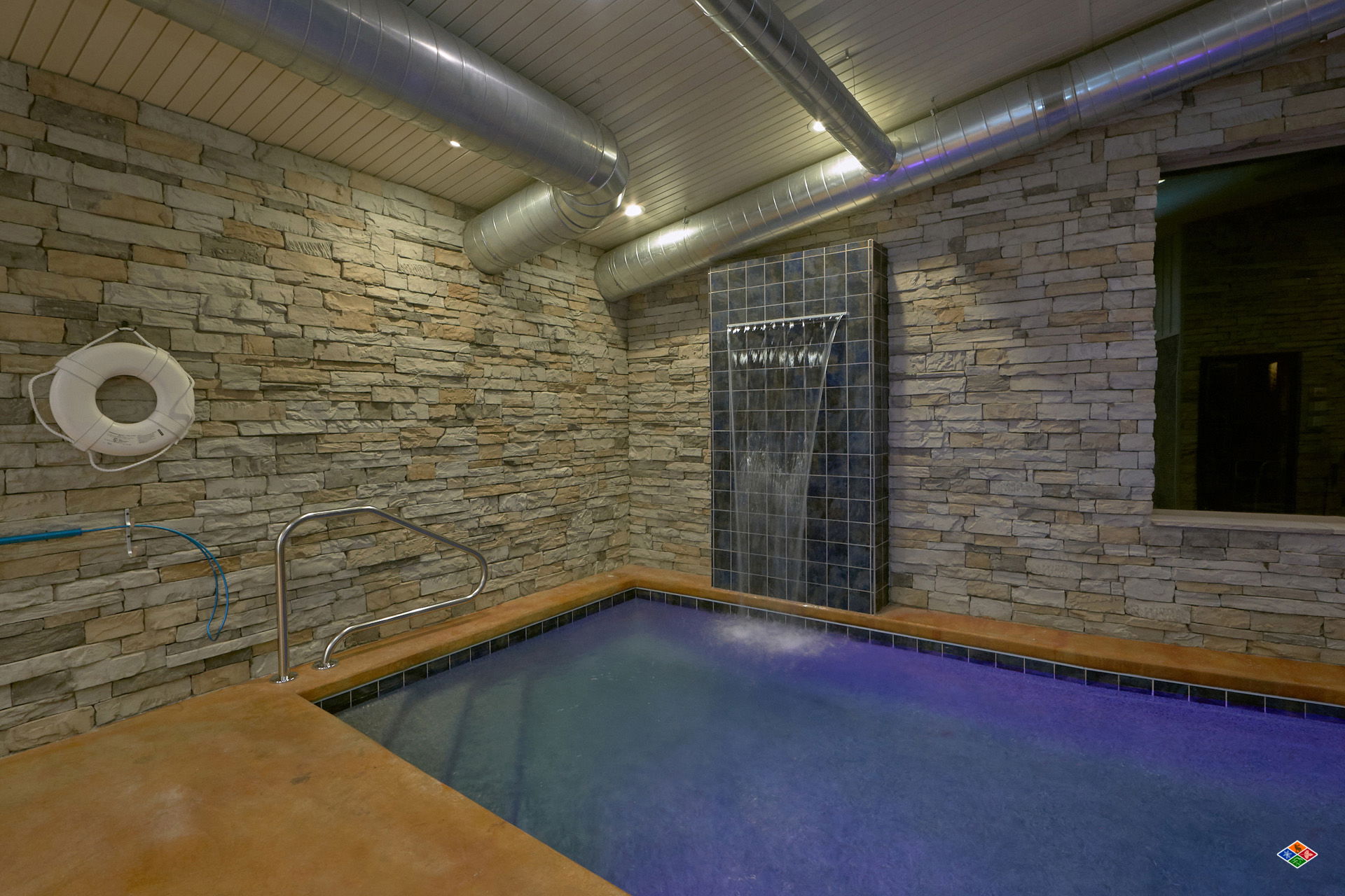 waterfall at indoor pool