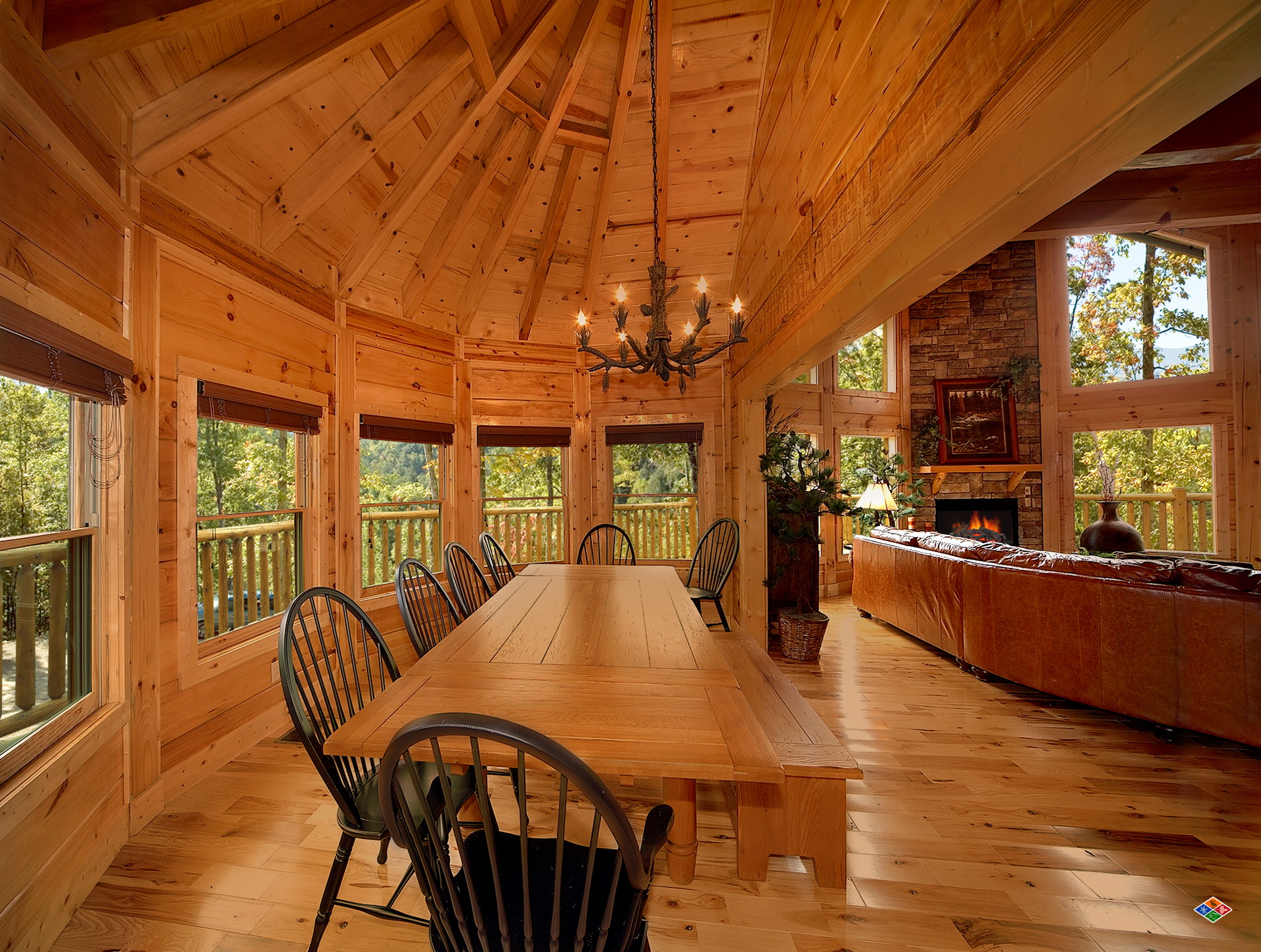 The vaulted dining area and bar at Silvercreek