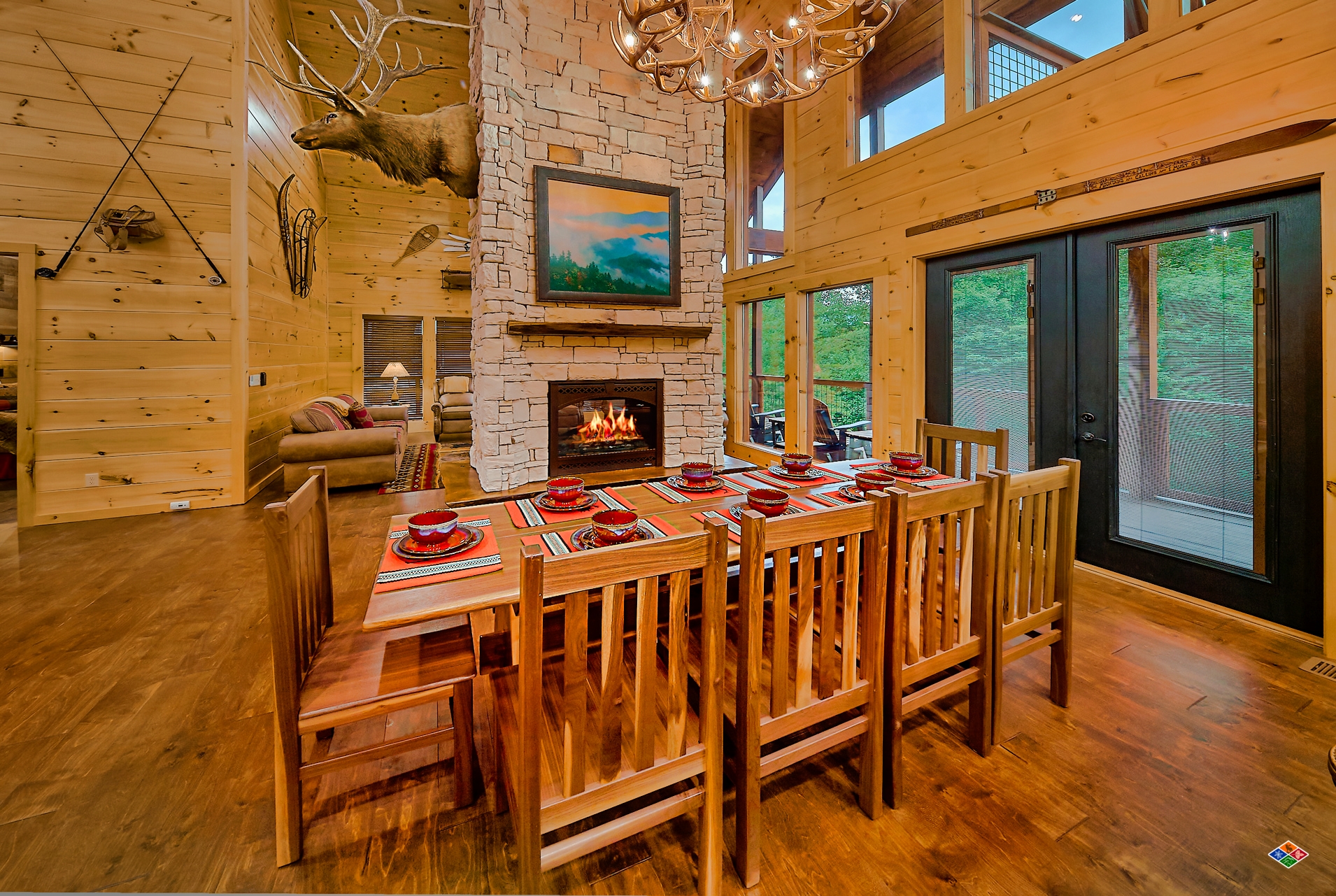 Group dining room in a luxury Gatlinburg Cabin Rental