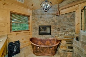 copper tub in cabin